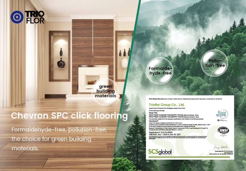 Formaldehyde-Free and Pollution-Free Chevron SPC click flooring